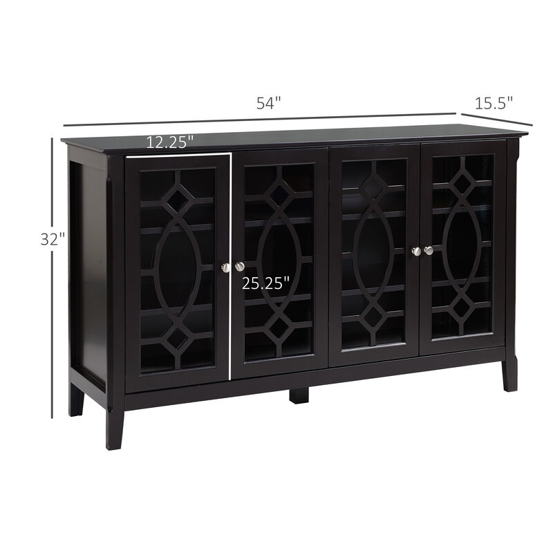 HOMCOM Sideboard Buffet Cabinet, Kitchen Storage Cabinet, Glass Door Accent Cabinet with Adjustable Shelves, Espresso