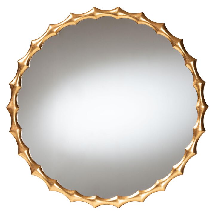 Baxton Studio Everette Antique Goldleaf Bamboo Border Accent Wall Mirror