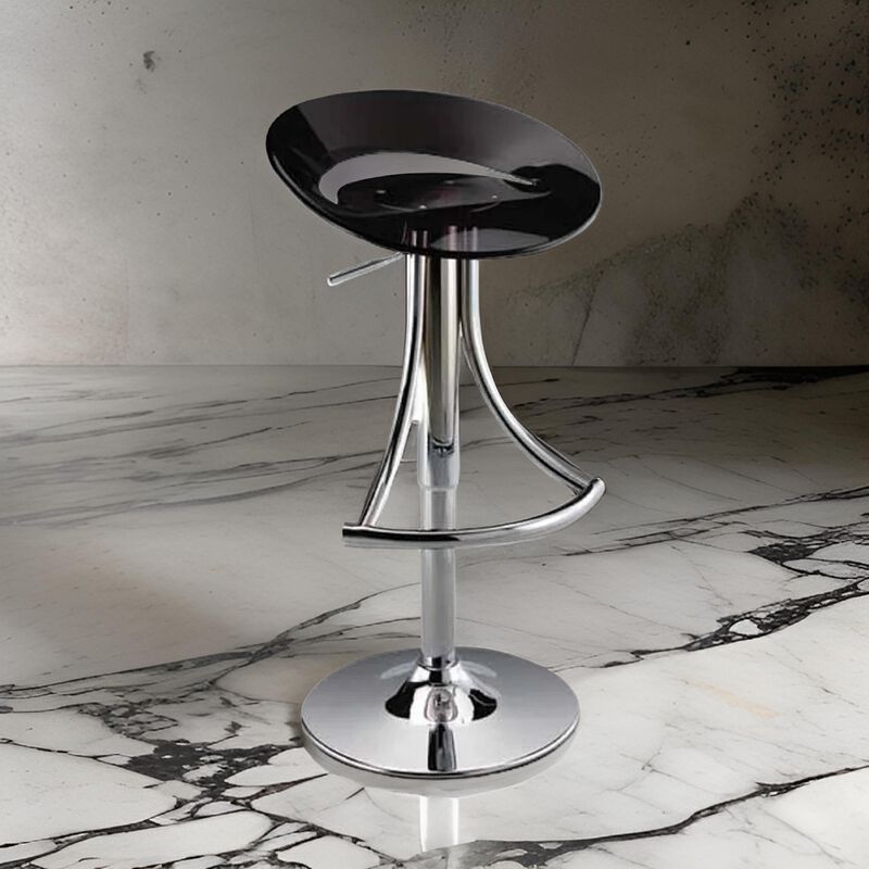 Vera 19-29 Inch Counter Height Stool, Round Swivel, Adjustable, Black - Benzara