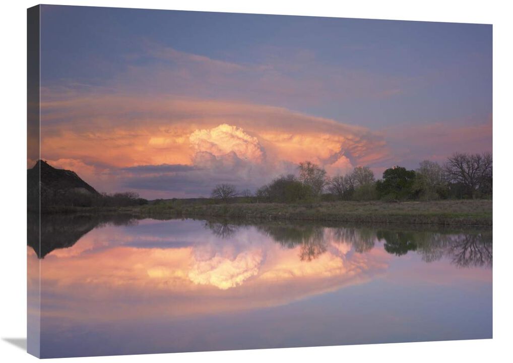 Storm clouds over South Llano River, South Llano River State Park, Texas-Canvas Art-32x24