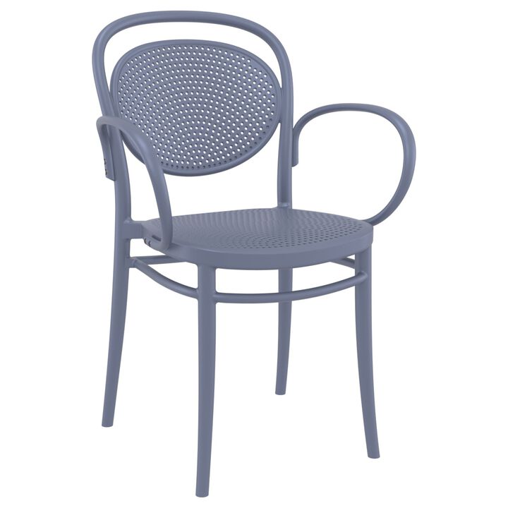33.5" Black Stackable Outdoor Patio XL Arm Chair