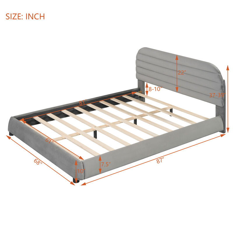 Merax Velvet Upholstered Platform Bed