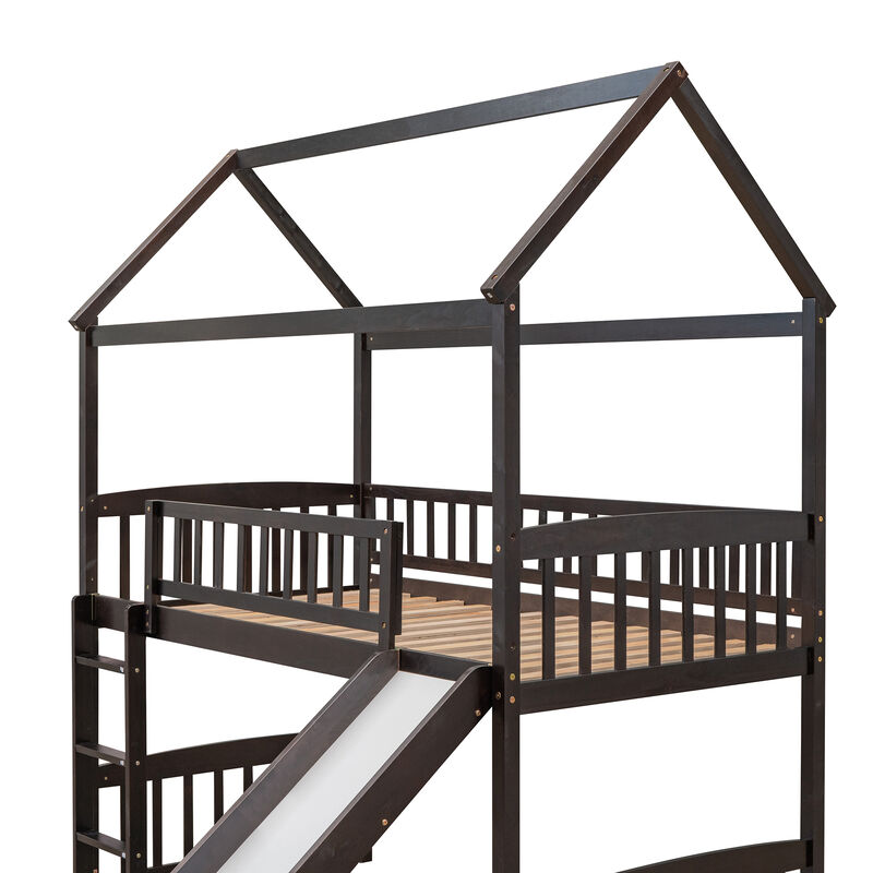 Merax House Bed Loft Bed with Slide