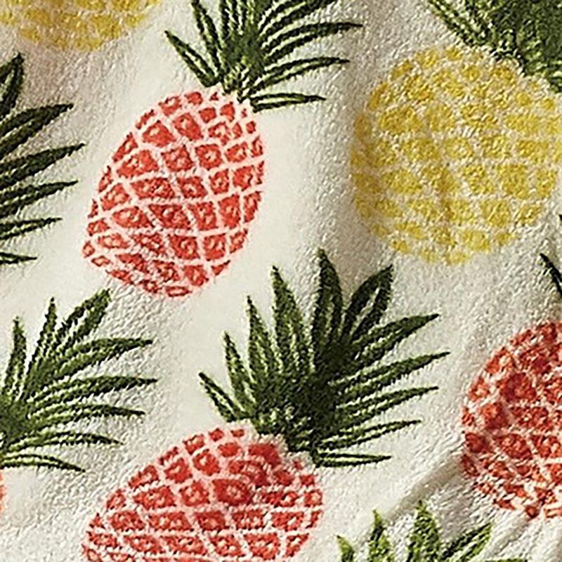 Natural Pineapple Micro Plush All Season Throw 50" x 70" Multicolor by Plazatex