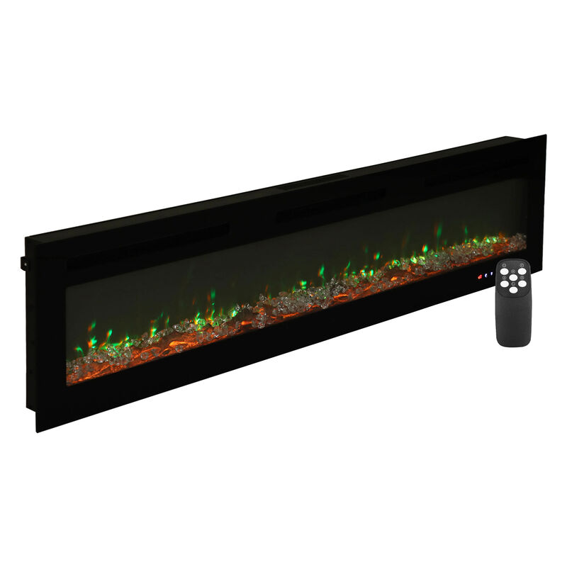 MONDAWE 72" Recessed Wall-Mounted Electric Fireplace 5000 BTU Heater with Remote Control