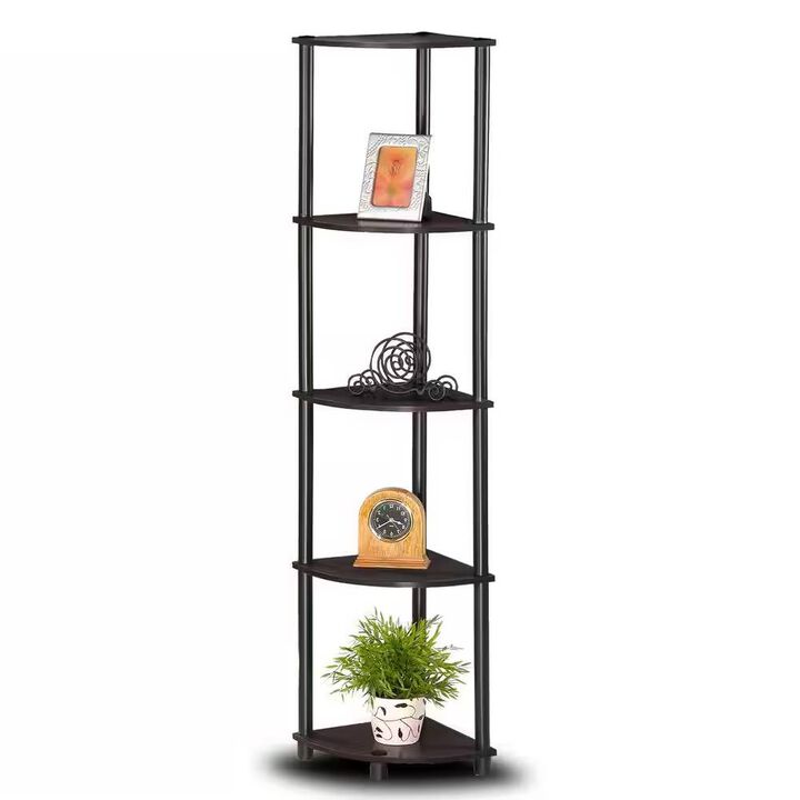 5-Shelf Modern Corner Bookcase for Space-Saving Storage and Display