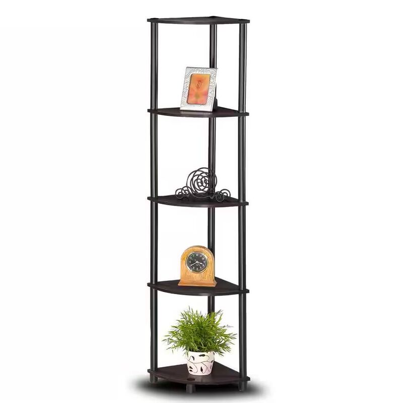 5-Shelf Modern Corner Bookcase for Space-Saving Storage and Display