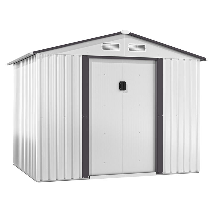 6' x 8' Outdoor Metal Storage Shed Garden Tool Organizer House