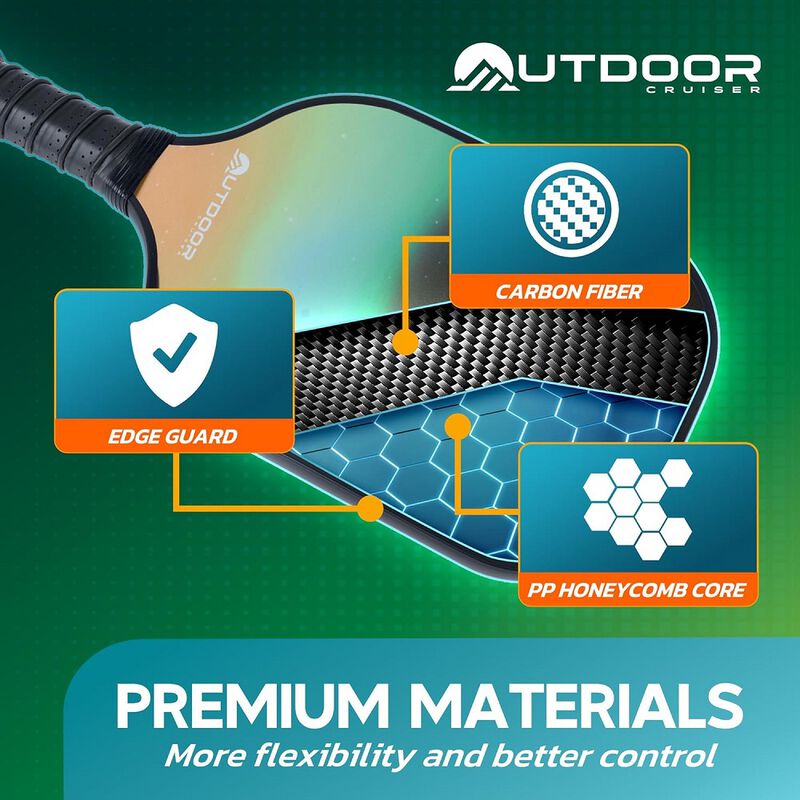 Outdoor Cruiser Pickleball Paddle Set – USAPA Approved, Premium Fiberglass Paddles with Lightweight Shock-Absorbing Grip, Includes 2 Rackets, 4 Balls, Grip Tapes, and Sling Carry Bag