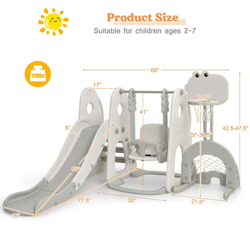 6 in 1 Toddler Slide and Swing Set with Ball Games