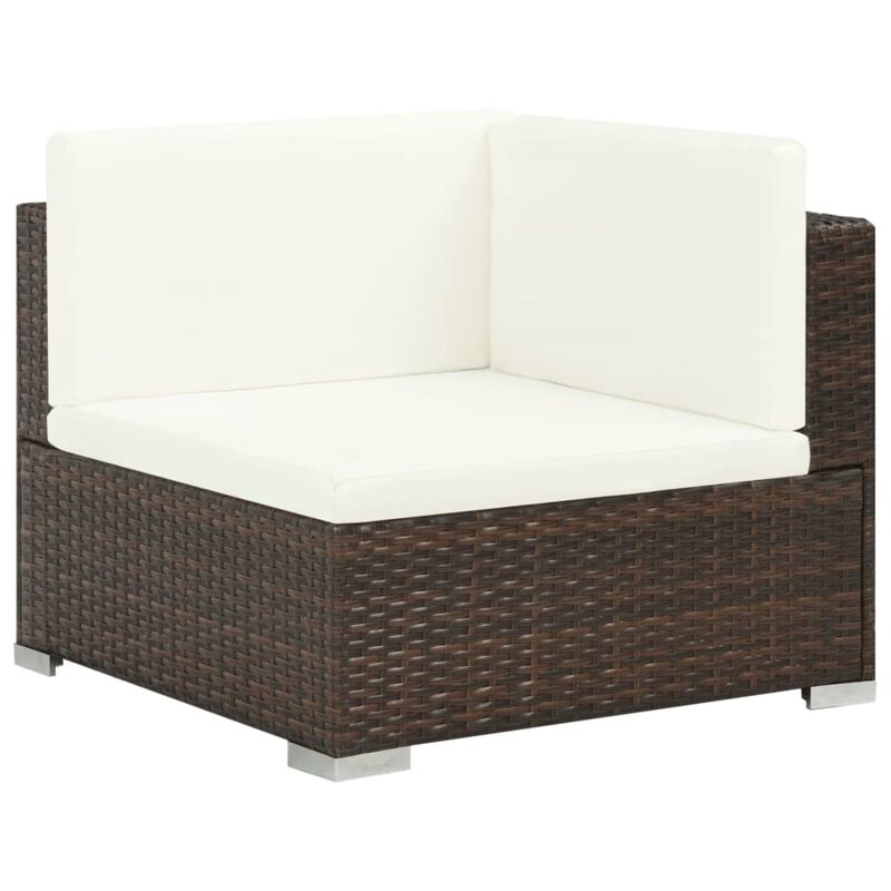 vidaXL 7 Piece Garden Lounge Set with Cushions Poly Rattan Brown