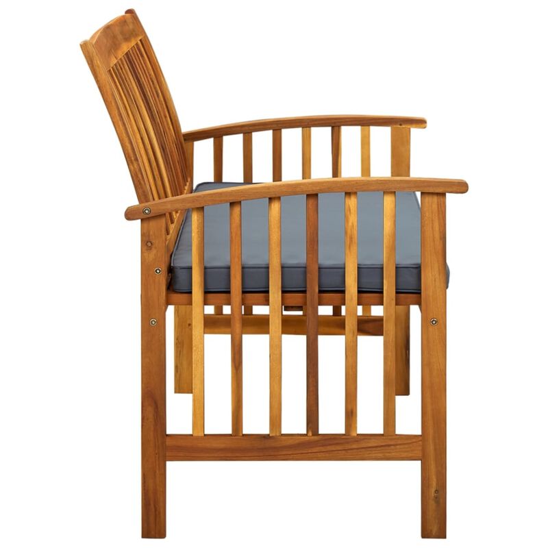 vidaXL Solid Acacia Wood Patio Bench with Comfy Cushion - Rustic, Outdoor-Ready, Easy Maintenance Wood Bench for Gardens, Patios, and Outdoor Living Spaces