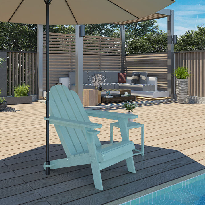 Mondawe HDPE Plastic Adirondack Chair with Cup Holder and Umbrella Hole Gray 1 Pack