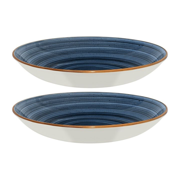 Dusk dia.11" h:2.5" 57 oz. Round Blue Porcelain Bowl (Set of 2)