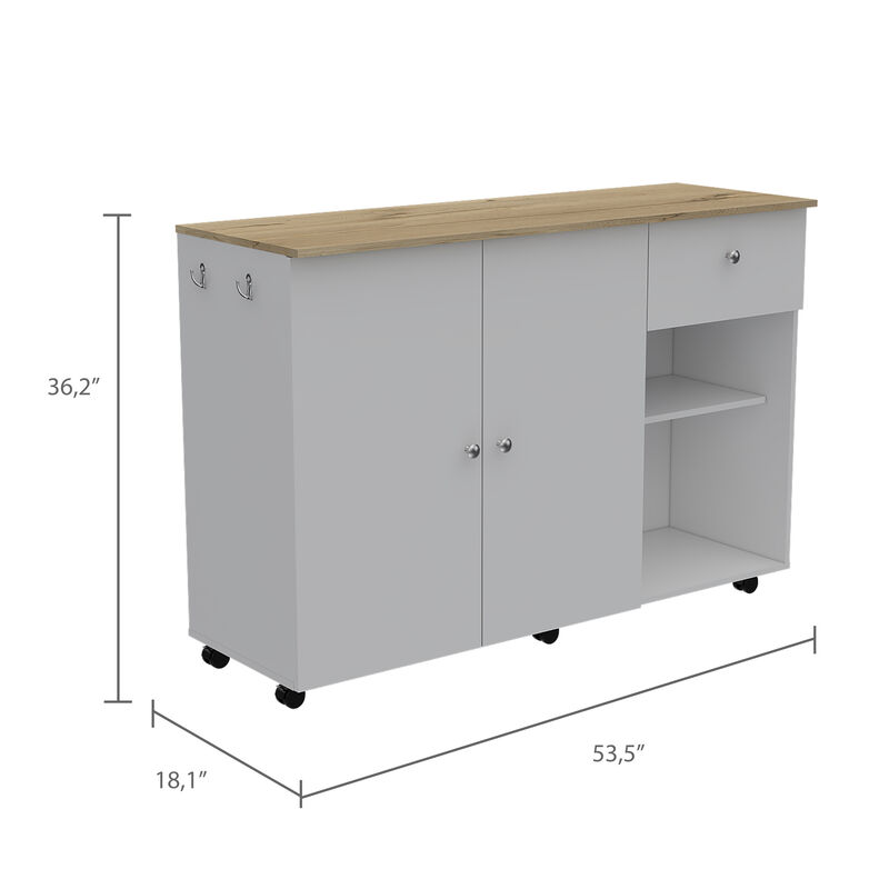Streamdale Sayville 2-Drawer 2-Shelf Kitchen Island White And Pine