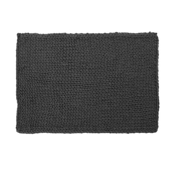 Moon Throw Blanket, 60 Inch, Knitted Design, Acrylic, Dark Gray Finish - Benzara