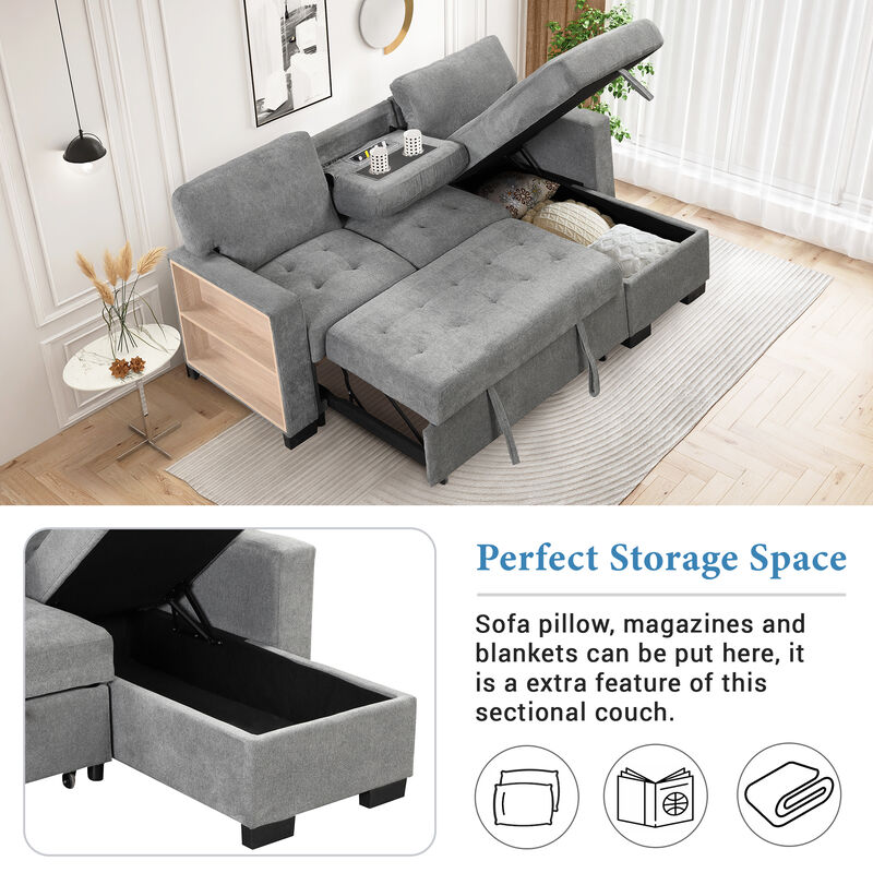 Merax Modern Chaise Lounge Sectional Sofa with Storage