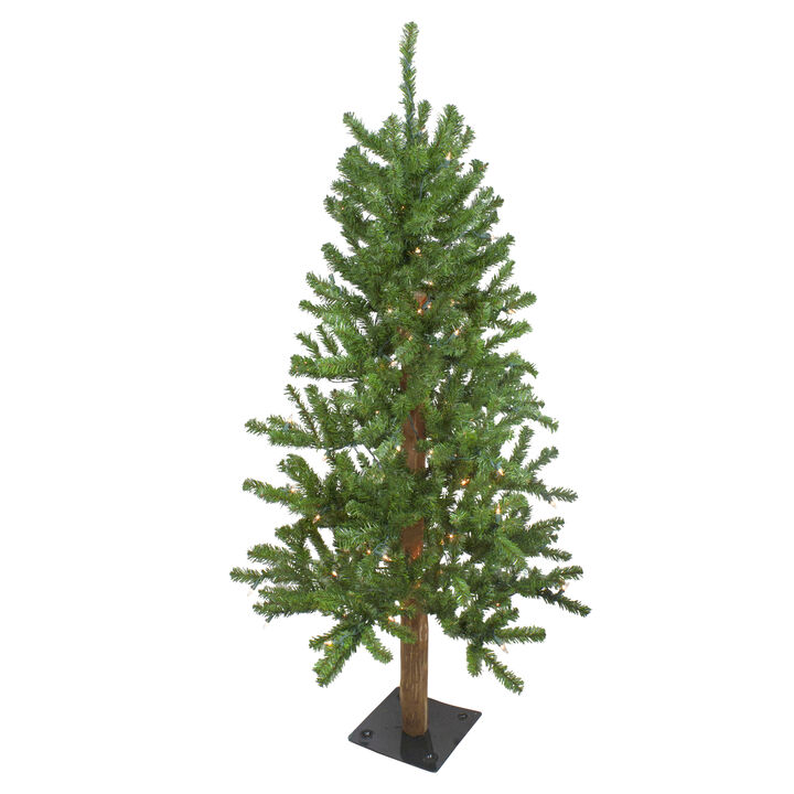 4' Pre-Lit Medium Alpine Artificial Christmas Tree - Clear Lights