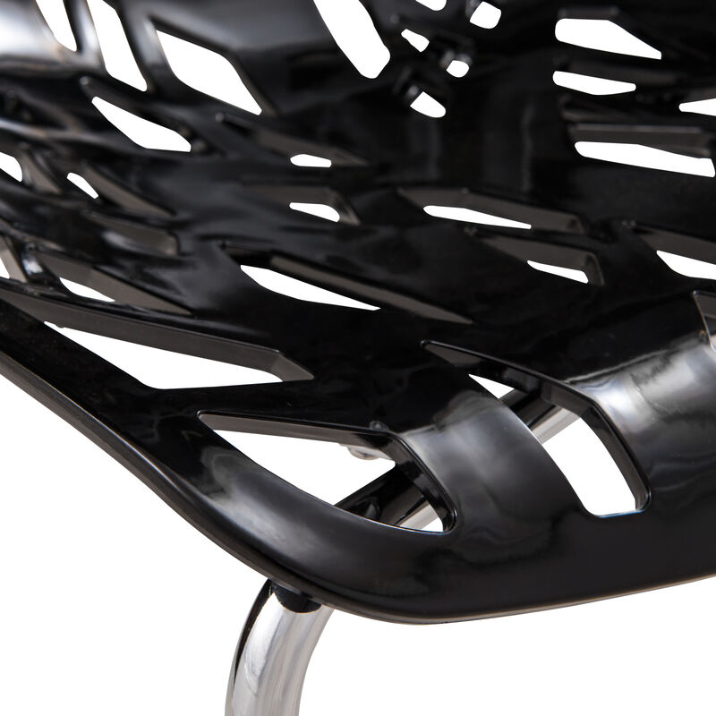 LeisureMod Asbury Dining Stackable Chair in Polypropylene Seat and Chrome Legs Set of 2