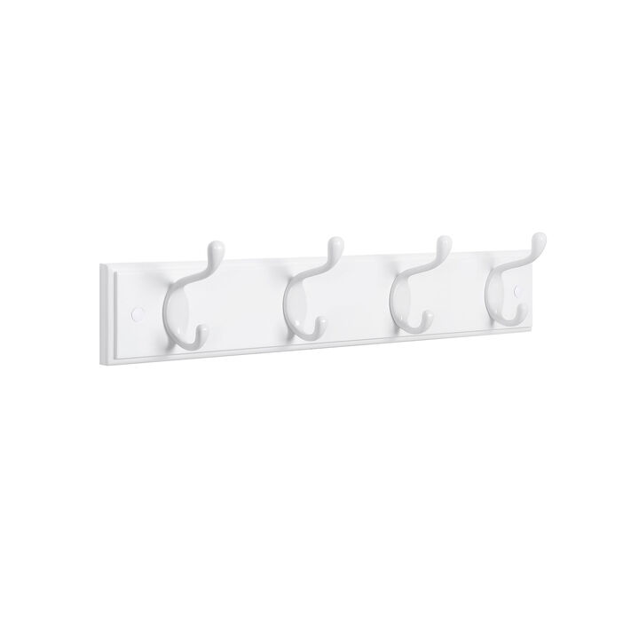 Wall-Mount Coat Rack, Oval Hook Rail, 4 Metal Hooks For Living Room