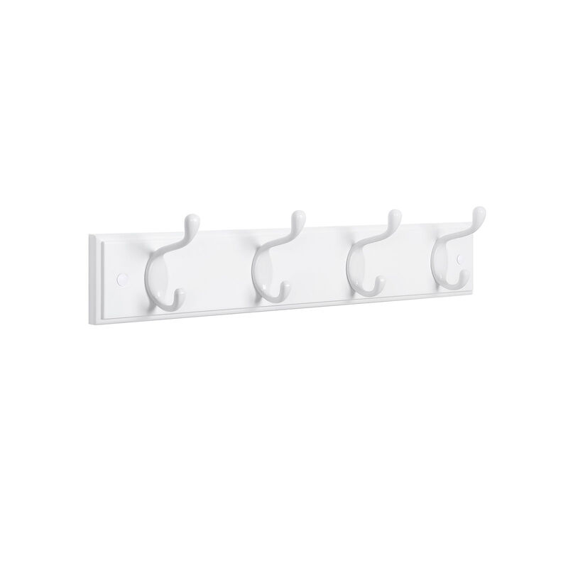 Wall-Mount Coat Rack, Oval Hook Rail, 4 Metal Hooks For Living Room