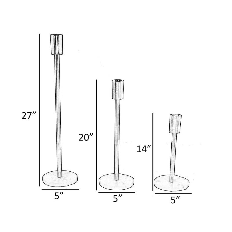 Ricco Tabletop Accent Decoration Set of 3, Black, Elegant Silver Metal - Benzara