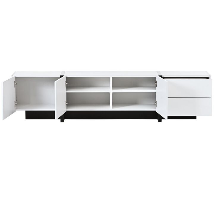 High Gloss TV Stand with UV Surface, Modern Rectangle TV Console for TVs Up