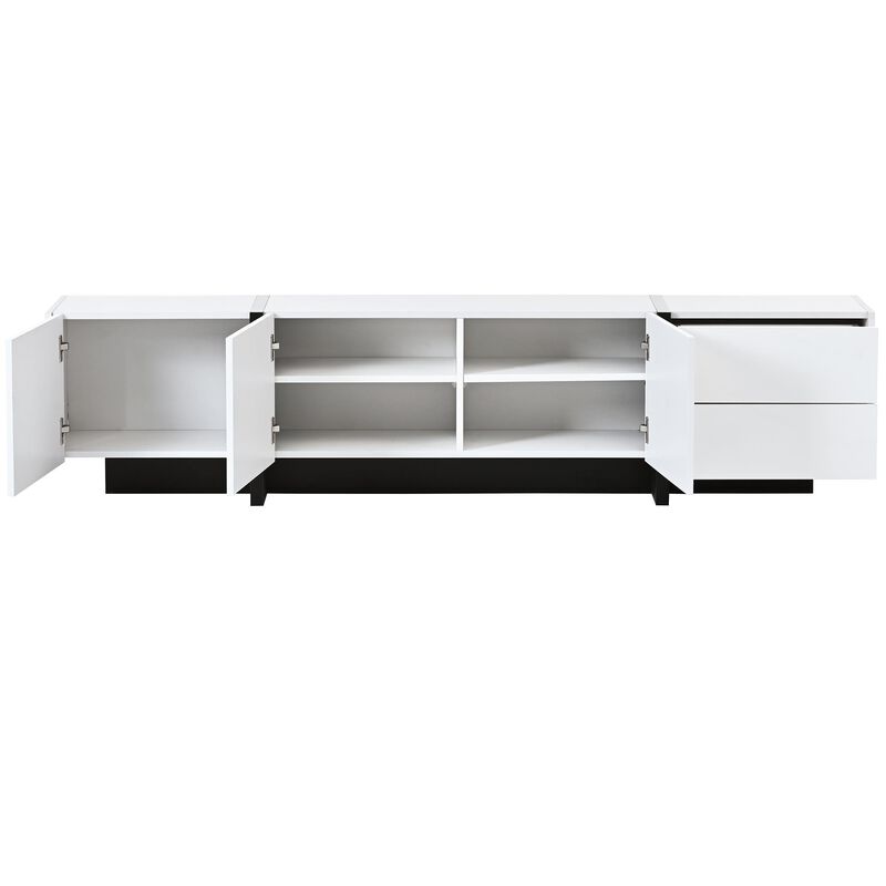 High Gloss TV Stand with UV Surface, Modern Rectangle TV Console for TVs Up