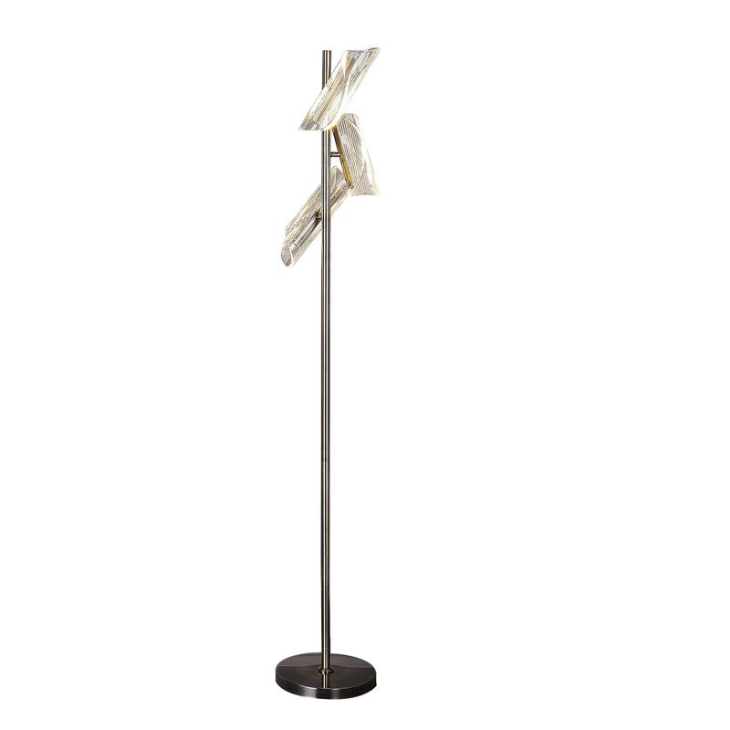 Spark 62 Inch Floor Lamp, 3 Cylindrical Glass Shades, Antique Brass, Gold - Benzara
