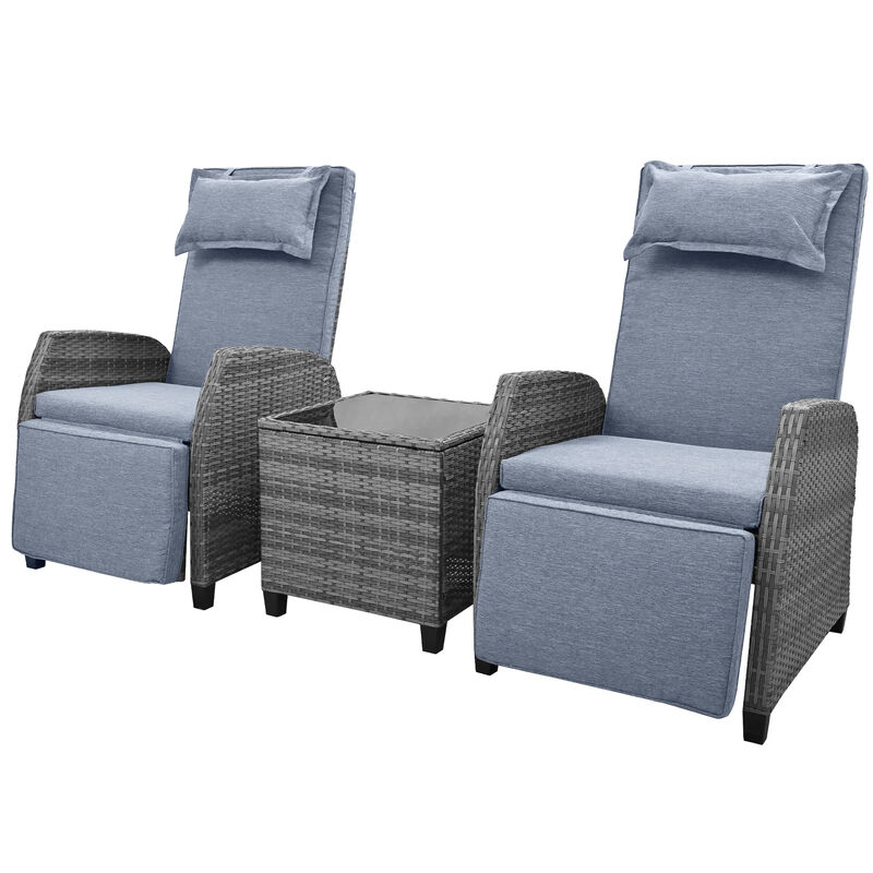 Outdoor Rattan Two-Person Combination With Coffee Tableble, Suitable For Courtyard