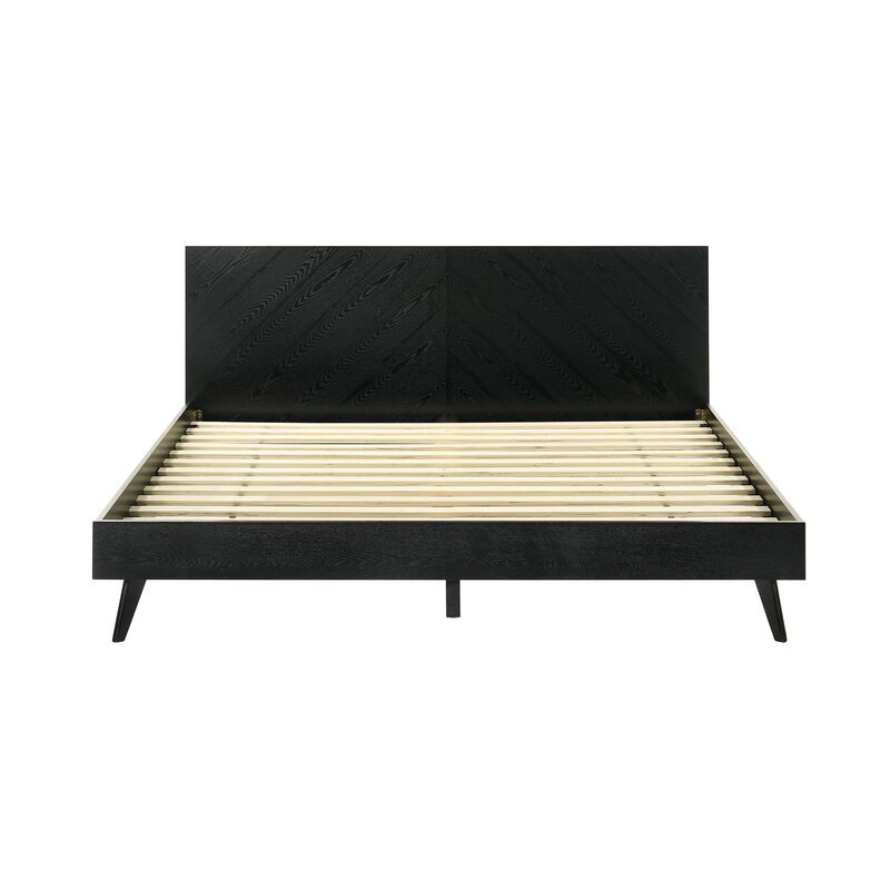 Benjara Mian Bedroom 3 pcs Set, King Platform Bed and Nightstand, Sleek Black