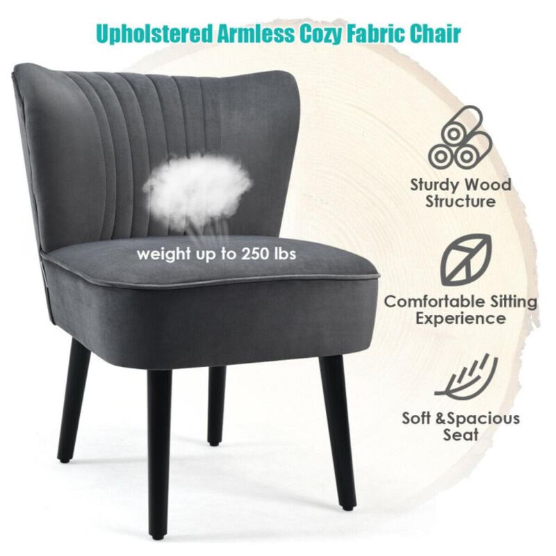 Hivvago Set of 2 Upholstered Modern Leisure Club Chairs with Solid Wood Legs