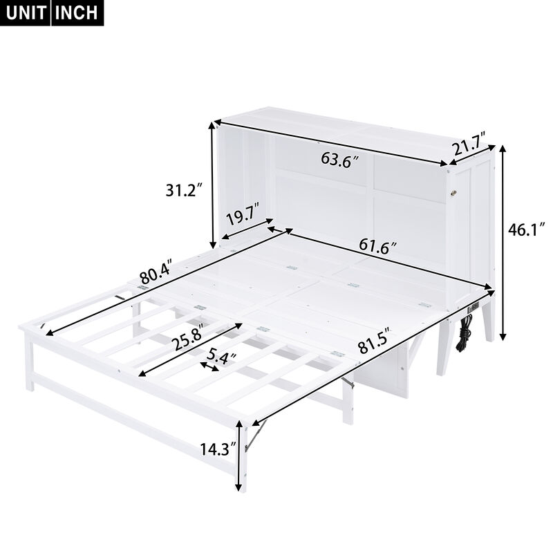 Merax Murphy Bed with Built-In Charging Station and a Shelf