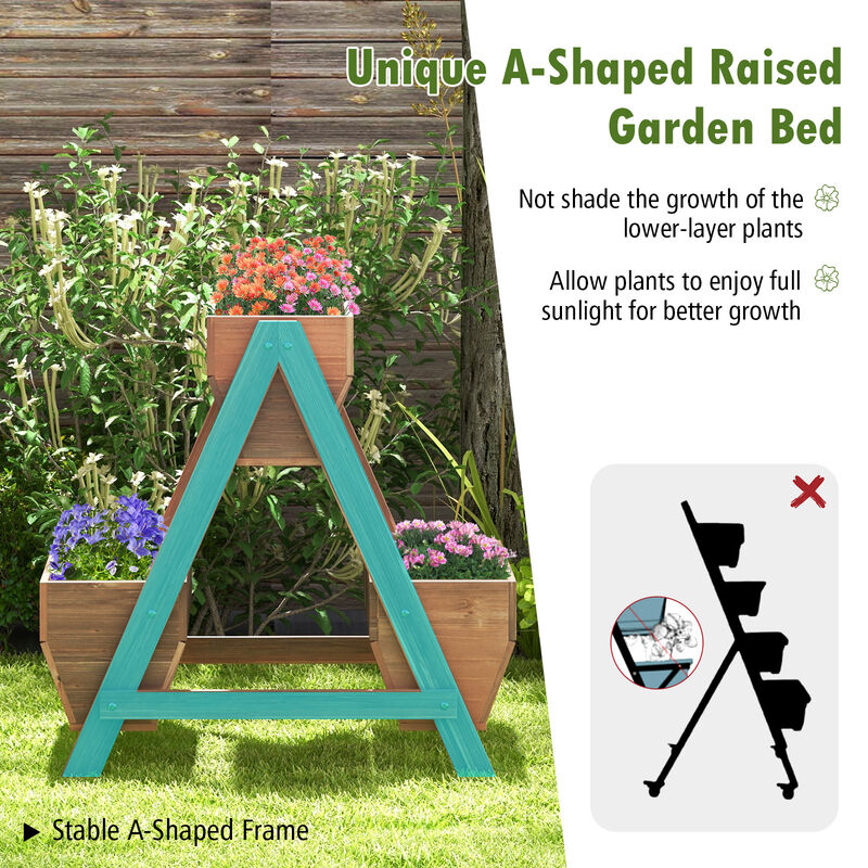 Vertical Raised Garden bed with 3 Wooden Planter Boxes