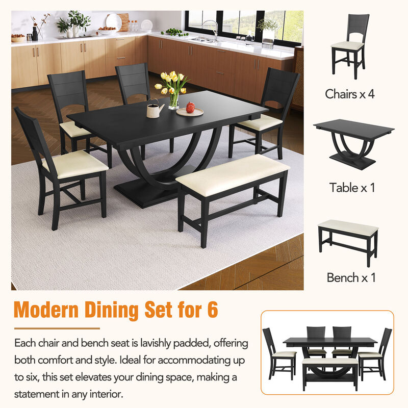 Merax 6-Piece Wood Half Round Dining Table Set