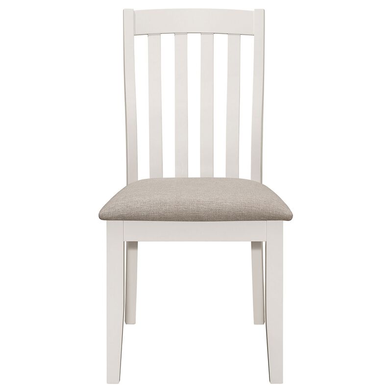 Ane 20 Inch Dining Side Chair Set of 2, Farmhouse, Slatted Back, White Wood - Benzara