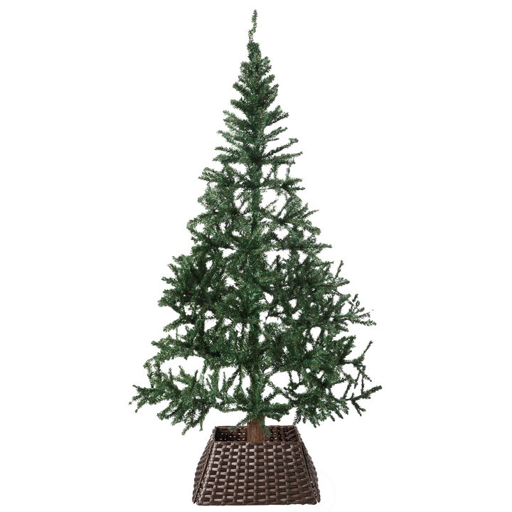 Foldable Christmas Tree Skirt Collar Basket, Ring Base Stand Cover, Rattan Plastic, Grey