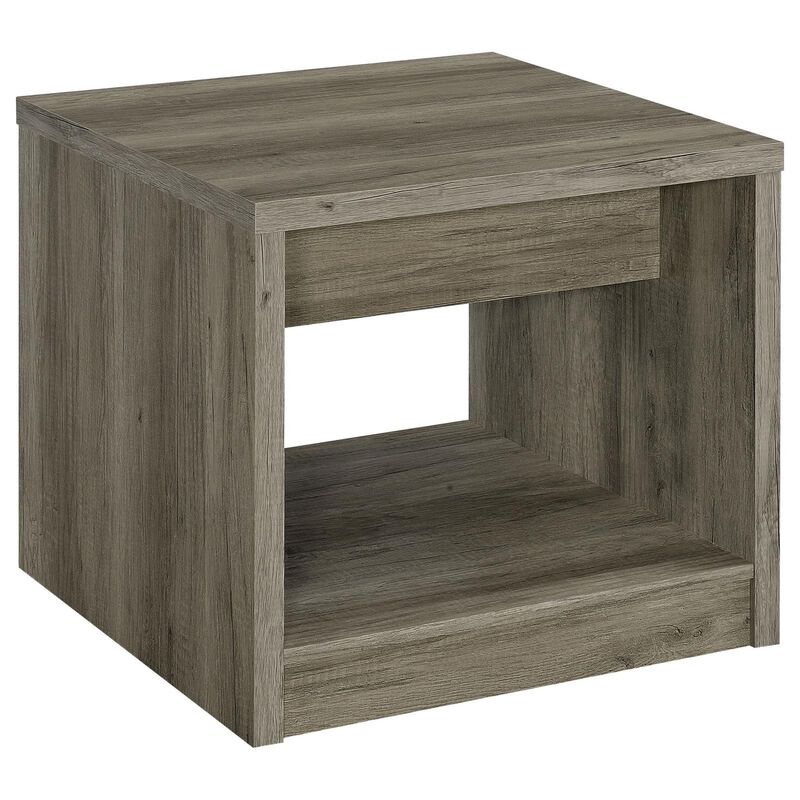 Benjara Lix 24 Inch Square End Table with 1 Drawer, Rustic Weathered Gray Finish