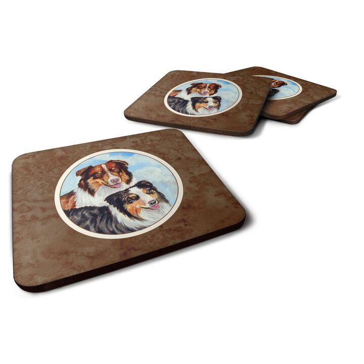 Caroline's Treasures 7009FC Australian Shepherd What A Pair Foam Coasters (Set of 4), 3.5, Multicolor