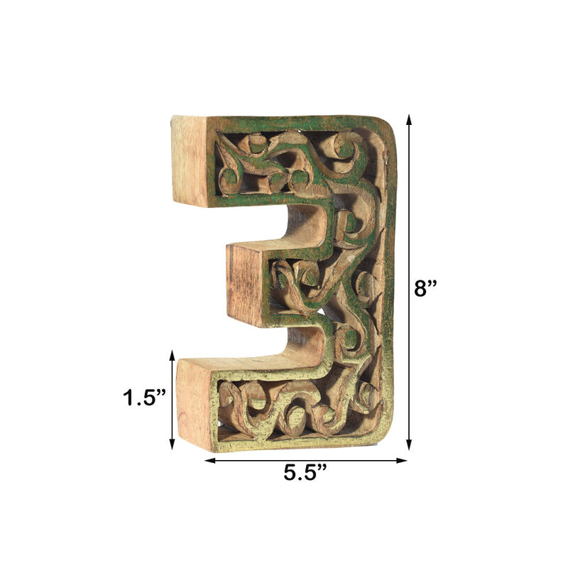 Vintage Natural Gold Handmade Eco-Friendly "3" Numeric Number For Wall Mount & Table Top Décor