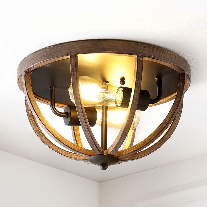 Darlene 2-Light Iron Rustic Farmhouse LED Flush Mount