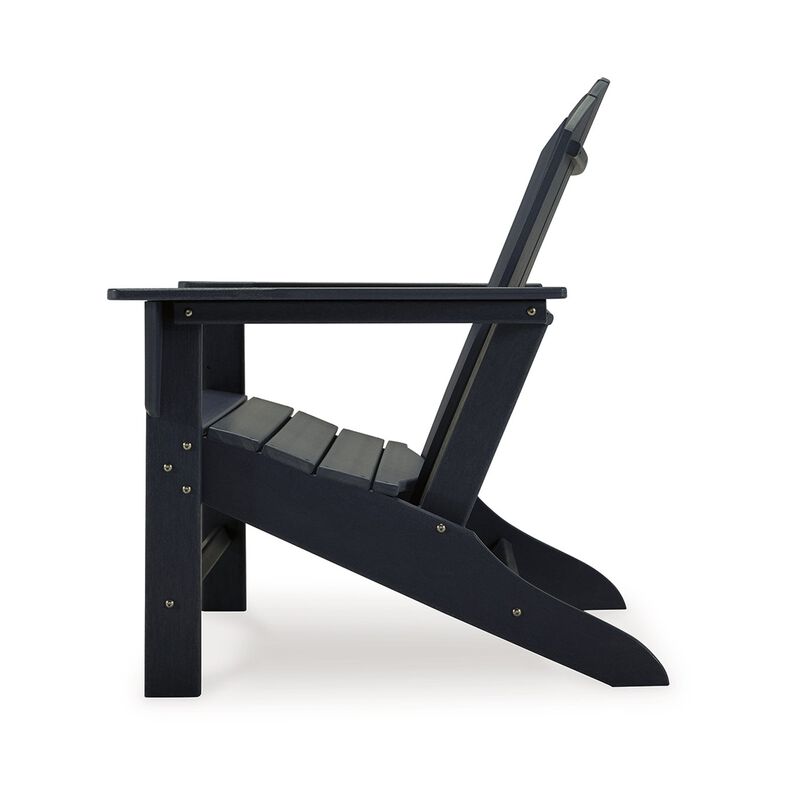 Sami 33 Inch Outdoor Chair, Slatted Design, Adirondack, Black Finish - Benzara