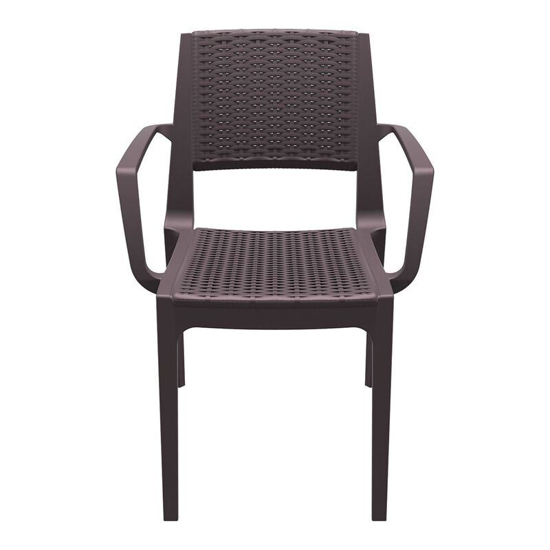32" White Outdoor Patio Wickerlook Dining Arm Chair