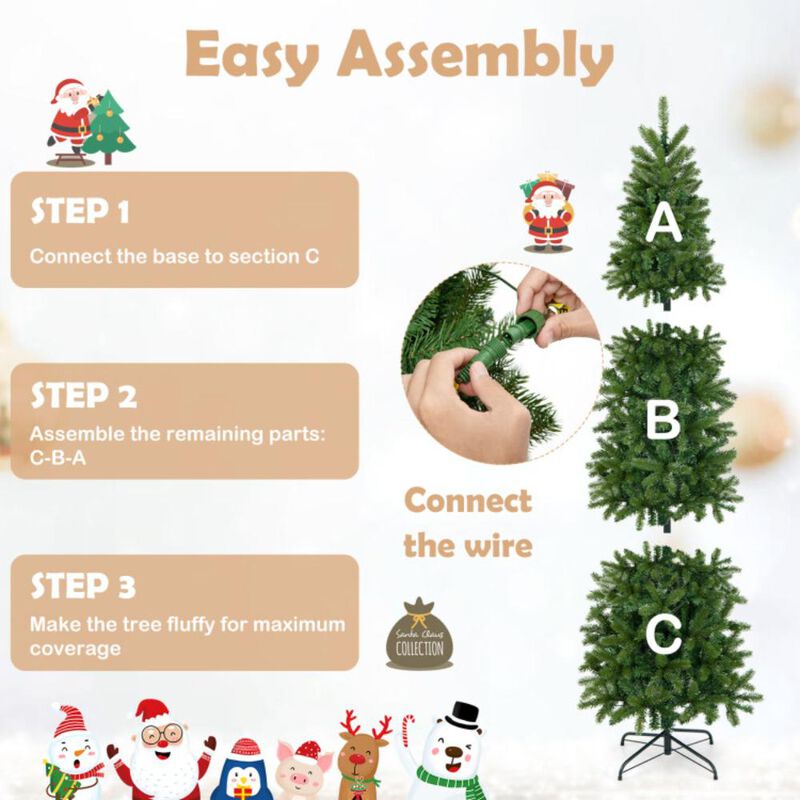 Hivvago 6 Feet Pre-Lit Artificial Christmas Pencil Tree with 648 PVC PE Branch Tips
