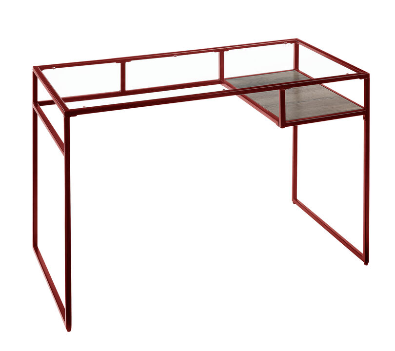 ACME Yasin Writing Desk, Red & Glass