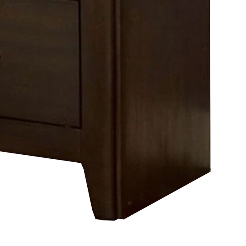 Nightstand with 2 Drawers and Metal Bar Pulls, Walnut Brown-Benzara