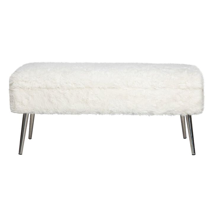 Jofran Huggy Luxury Plush Faux Fur Upholstered Storage Bench