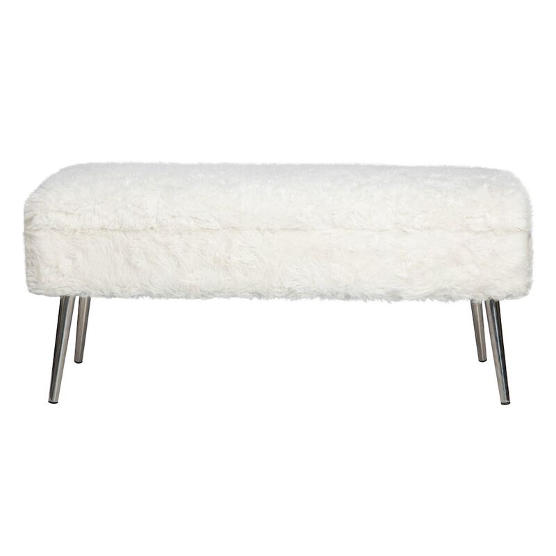 Jofran Huggy Luxury Plush Faux Fur Upholstered Storage Bench