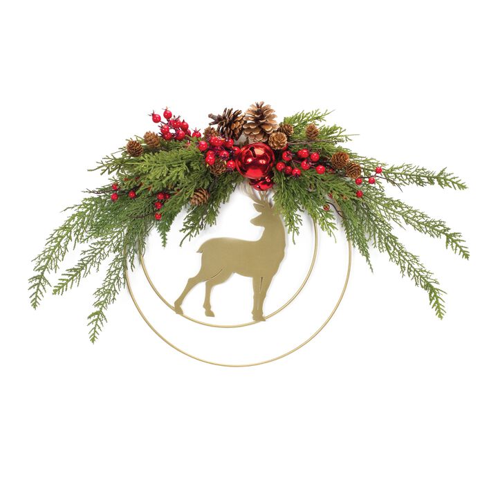 Deer and Pine Wall Décor for Rustic Holiday and Winter Home Decorationc