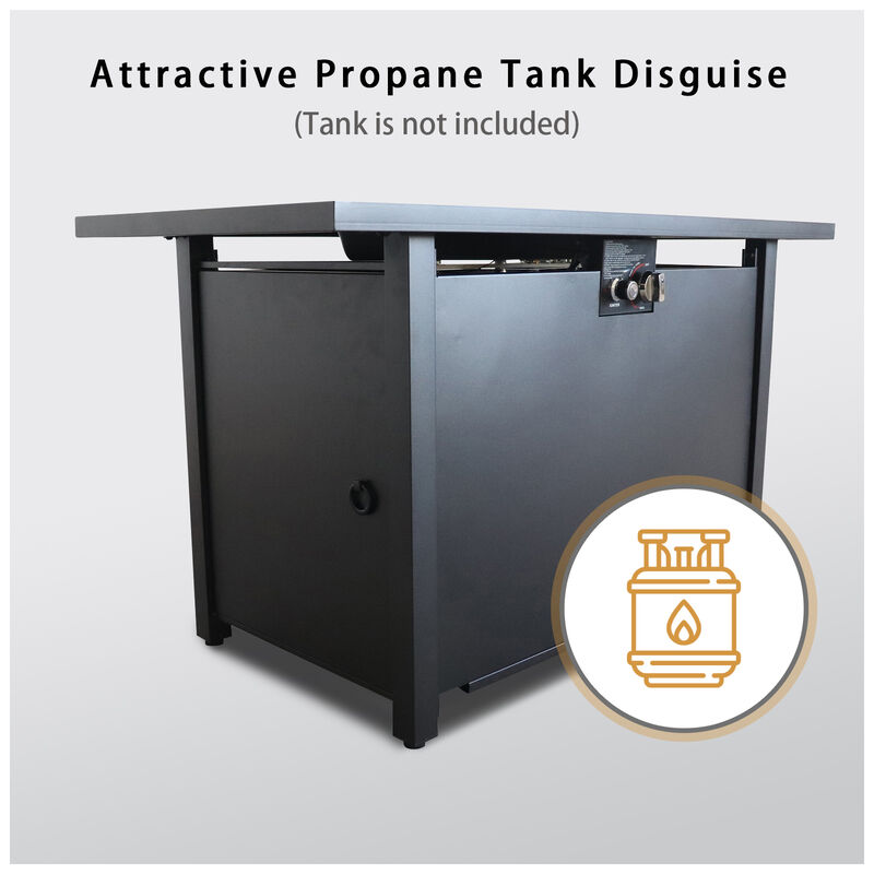 25" H x 42" W Steel Outdoor Fire Pit Table with Cover
